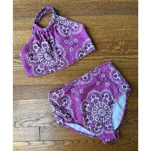 Mini Boden Girls' Purple Two-Piece Swimsuit Size 9-10